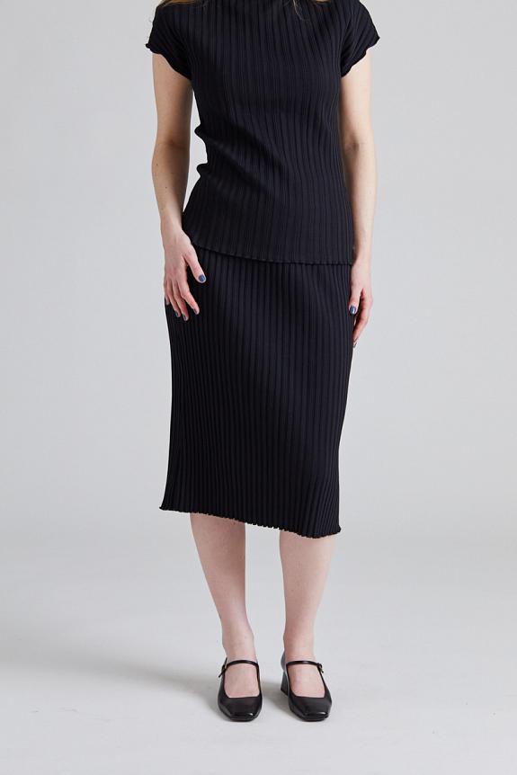 Filippa K Cotton Rib Slip Skirt Black 